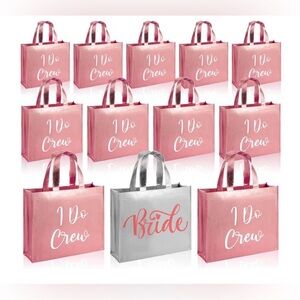 Pink and Silver 'I Do Crew' and 'Bride' Tote Bags - Bride and Bridal Party